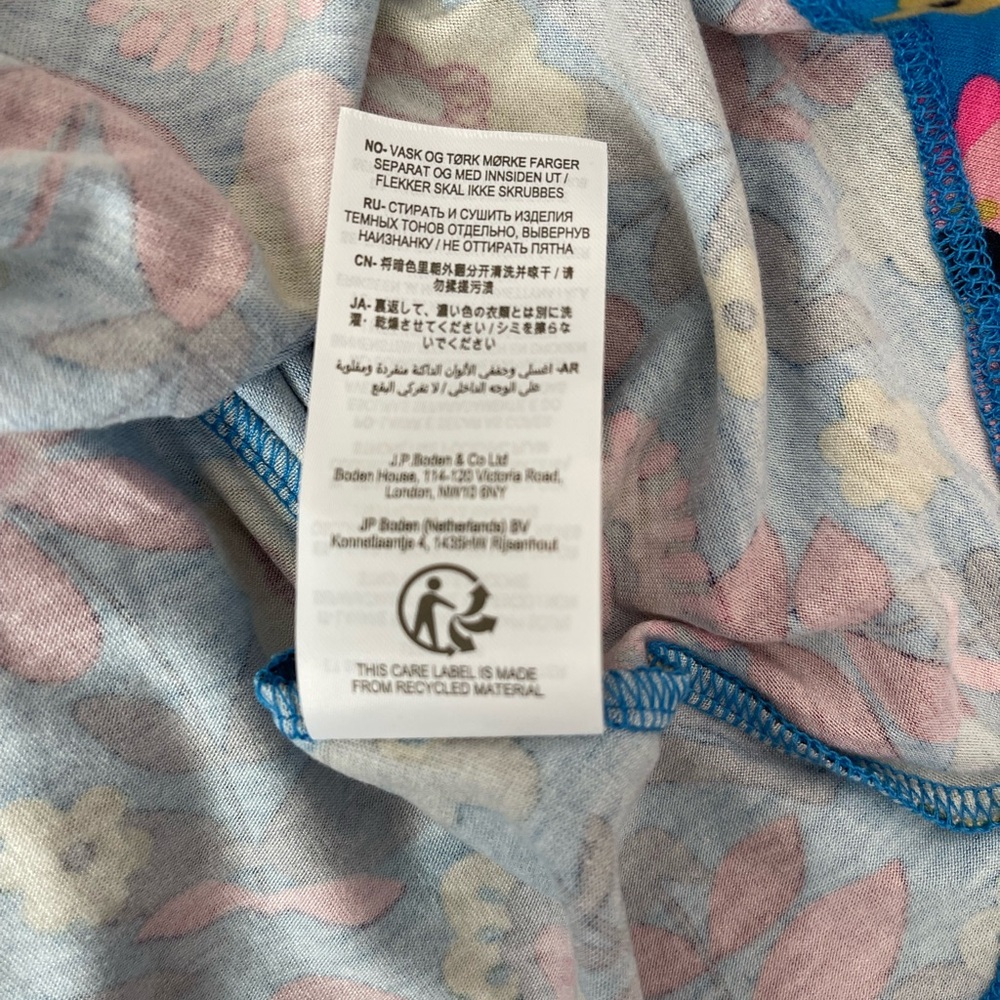 NWTBoden Jersey Mini Tea Dress Moroccan Blue Floral Long Sleeve Cottagecore Sz 2 - Picture 10 of 12